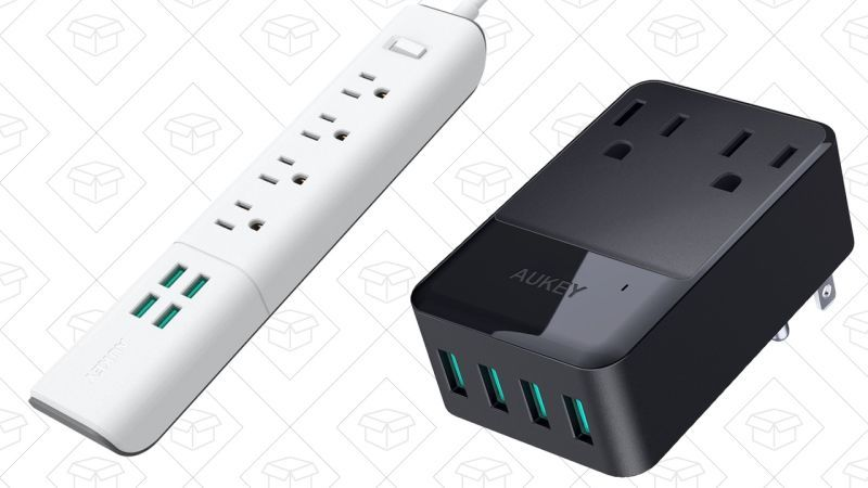 Regleta con 4 Enchufes/4 puertos USB, $16 con cĂłdigo WONX4MMA | Adaptador Aukey con 2 Enchufes/4 Puertos USB, $16 con cĂłdigo 45298QH8